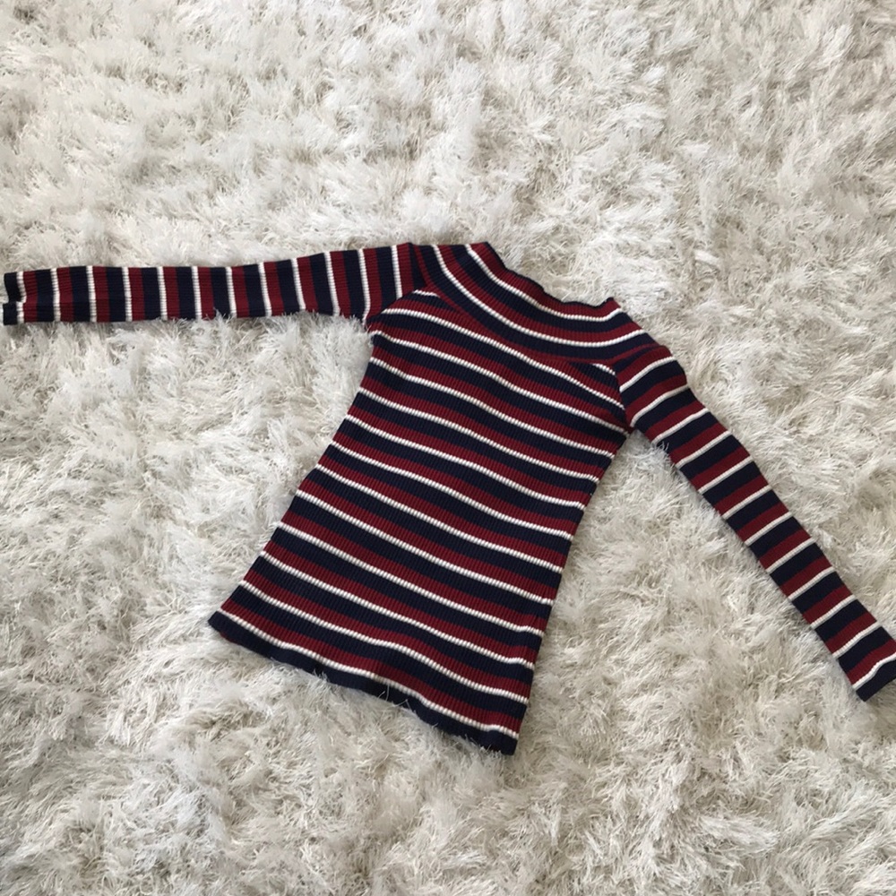 Striped Off The Shoulder Fitted Sweater Size S